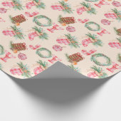 クリスマス素朴のジンガムの喜びホリデーギフト ラッピングペーパー (角)