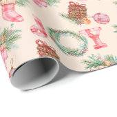 クリスマス素朴のジンガムの喜びホリデーギフト ラッピングペーパー (ロールコーナー)