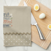 クリスマス素朴のバーラップスタイル魔法モノグラムの キッチンタオル (四つ折り)