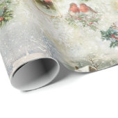 クリスマス素朴の冬のシーンのコラージュ ラッピングペーパー (ロールコーナー)