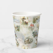 クリスマス素朴の冬のシーンのコラージュ 紙コップ (裏面)