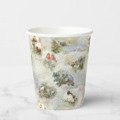 クリスマス素朴の冬のシーンのコラージュ 紙コップ (左)