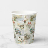 クリスマス素朴の冬のシーンのコラージュ 紙コップ (右)