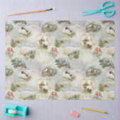 クリスマス素朴の冬のシーンのコラージュ 薄葉紙 (クラフト)