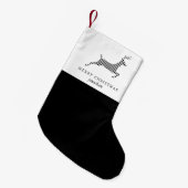 クリスマス素朴の名前を持つシックなプレイドディアー スモールクリスマスストッキング (正面 (吊り時))