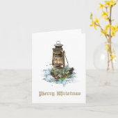 クリスマス素朴の挨拶を持つランタン カード (黄色い花)