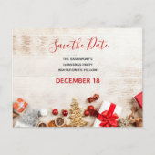 クリスマス素朴の木のボード日付を保存 インビテーションポストカード (正面)