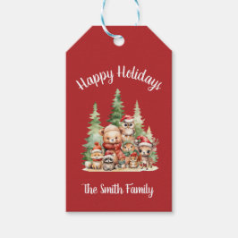クリスマス素朴の森の動物 ギフトタグ