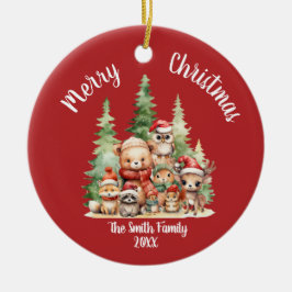 クリスマス素朴の森の動物 セラミックオーナメント