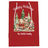 クリスマス素朴の森の動物 ミディアムペーパーバッグ (正面)