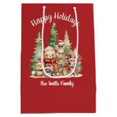 クリスマス素朴の森の動物 ミディアムペーパーバッグ (裏面)