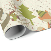 クリスマス素朴の狐と木 ラッピングペーパー (ロールコーナー)