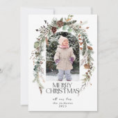 クリスマス素朴の緑の果実のロータス写真 シーズンカード (正面)