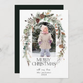 クリスマス素朴の緑の果実のロータス写真 シーズンカード (正面/裏面)