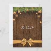 クリスマス素朴の金ゴールド結婚装飾とリボン 招待状 (裏面)