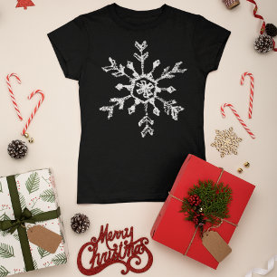 クリスマス素朴の雪片 Tシャツ