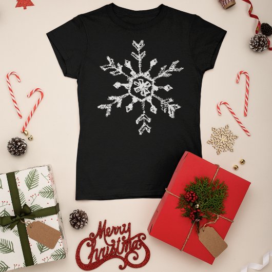 クリスマス素朴の雪片 Tシャツ