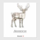 クリスマス素朴の鹿の名前 シール (シート)