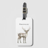 クリスマス素朴の鹿パーソナライズされた ラゲッジタグ (正面縦)