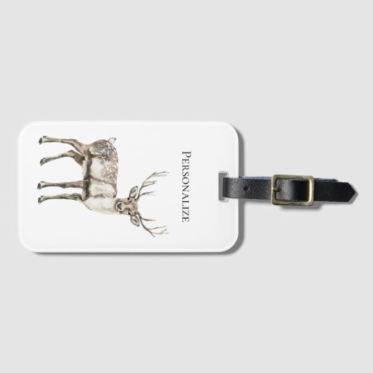 クリスマス素朴の鹿パーソナライズされた ラゲッジタグ (正面横)