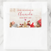 クリスマス素朴アイテム付きウッドフォトキッチン 長方形シール (バッグ)