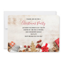 クリスマス素朴アイテム付き木製写真パーティー