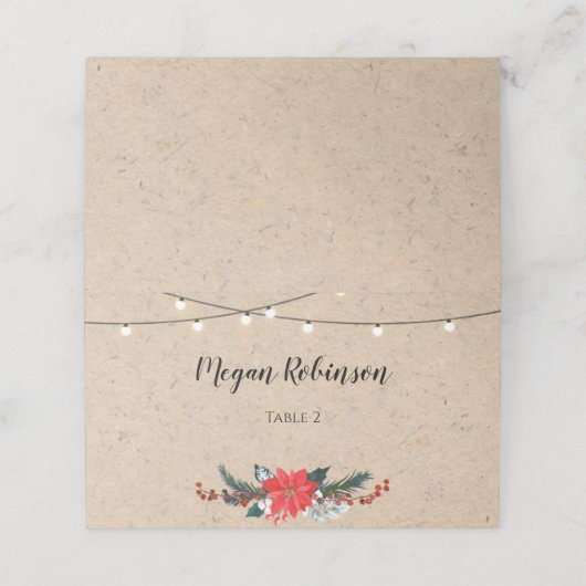 クリスマス素朴ウィンターウェディング座席表 プレイスカード (外部開封)