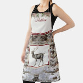 クリスマス素朴ウッドトナカイヴィンテージモノグラム エプロン (インサイチュ)