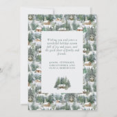 クリスマス素朴ウッドランドキャビンの写真 シーズンカード (裏面)