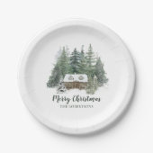 クリスマス素朴ウッドランドキャビン ペーパープレート (正面)