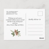 クリスマス素朴ウッド3フォトグリーティングホリデー ポストカード (裏面)