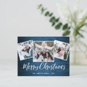 クリスマス素朴ウッド3フォトグリーティングホリデー ポストカード (スタンド正面)