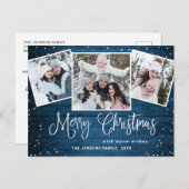 クリスマス素朴ウッド3写真グリーティングホリデー位置 ポストカード (正面/裏面)