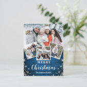 クリスマス素朴ウッド4フォトグリーティングホリデー ポストカード (スタンド正面)