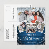 クリスマス素朴ウッド4フォトグリーティングホリデー ポストカード (正面/裏面)