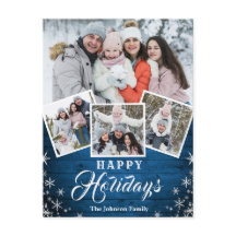 クリスマス素朴ウッド4フォトグリーティングホリデー