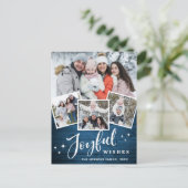 クリスマス素朴ウッド4フォトグリーティングホリデー ポストカード (スタンド正面)