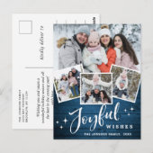 クリスマス素朴ウッド4フォトグリーティングホリデー ポストカード (正面/裏面)