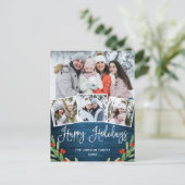 クリスマス素朴ウッド4フォトグリーティングホリデー ポストカード (スタンド正面)
