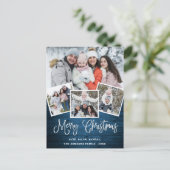 クリスマス素朴ウッド4フォトグリーティングホリデー ポストカード (スタンド正面)