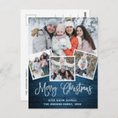 クリスマス素朴ウッド4フォトグリーティングホリデー ポストカード (正面/裏面)