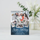 クリスマス素朴ウッド4フォトグリーティングホリデー ポストカード (スタンド正面)