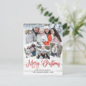 クリスマス素朴ウッド4フォトグリーティングホリデー ポストカード (スタンド正面)