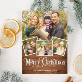 クリスマス素朴ウッド4 PHOTO Greeting シーズンカード