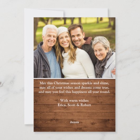 クリスマス素朴ウッド5写真あいさつ シーズンカード (裏面)