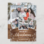 クリスマス素朴ウッド5写真あいさつ シーズンカード (正面/裏面)