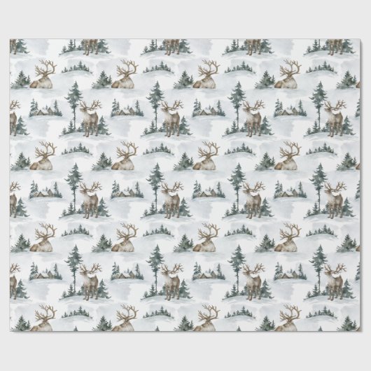 クリスマス素朴エルクディアトナカイキャビンギフト ラッピングペーパー (フラット)