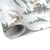 クリスマス素朴エルクディアトナカイキャビンギフト ラッピングペーパー (ロールコーナー)