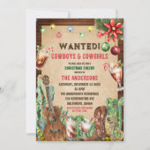 クリスマス素朴カウボーイ女性のカーボーイクリスマスパーティー 招待状 (正面)