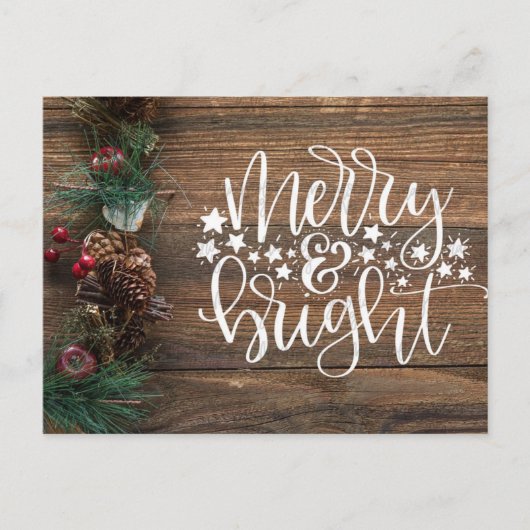 クリスマス素朴カントリーメリーブライト シーズンポストカード (正面)